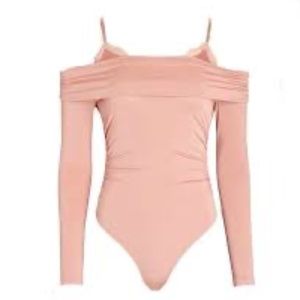 NWoT Night Night by Jonathan Simkhai Blush Cold-Shoulder Jersey Bodysuit Size s